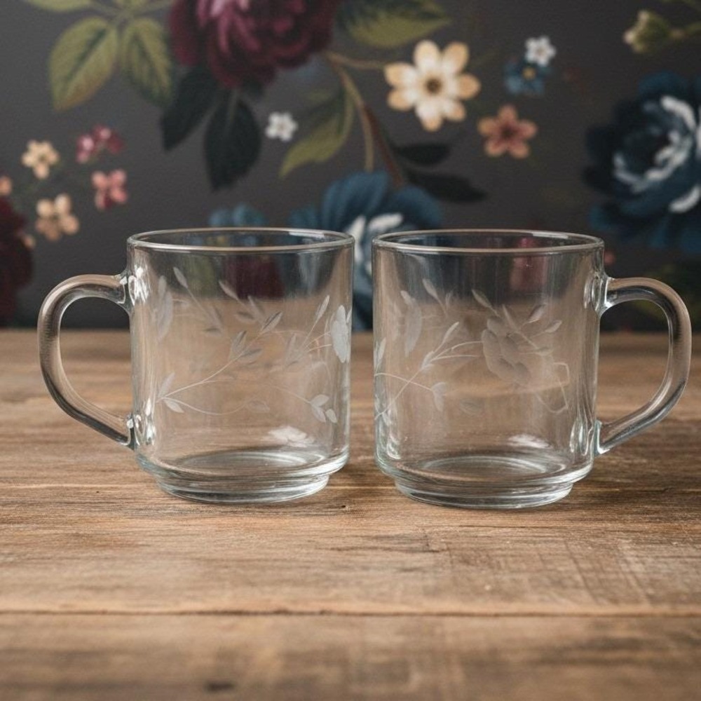 Princess House Heritage 343 Crystal Luminarc Mugs 4"  Set Of 2